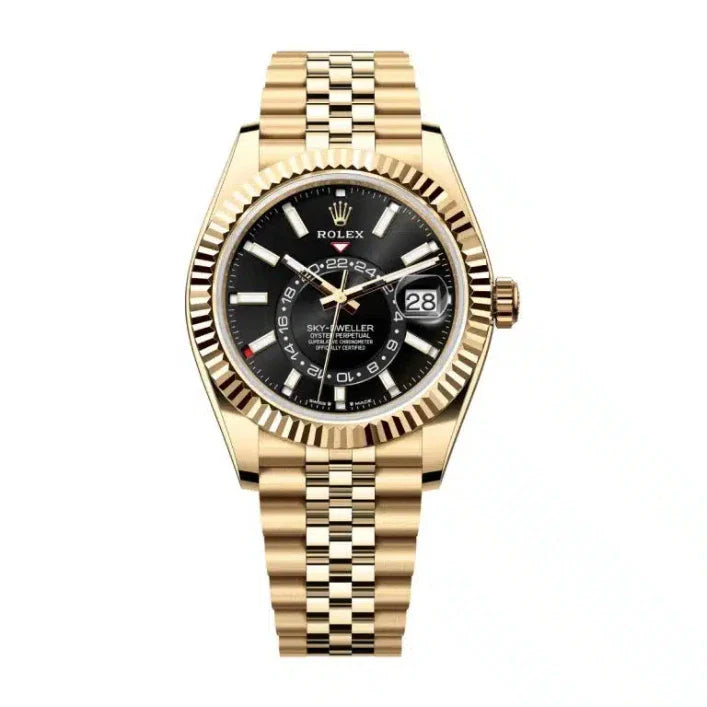 Rolex Sky-Dweller Bright Black Yellow Gold Jubilee Men’s Watch (336938)